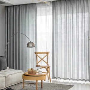 made to measure curtains with grey linen voile fabric kuwait