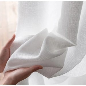 Factory Supply Linen Style Transparent Sheer Voile Curtain Fabric for the Living Room
